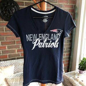 Patriots T-shirt V Neck Sparkle New England Size Small